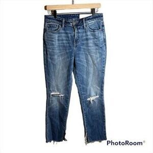 Treasure & Bond womens‎ distressed high rise loose skinny crop jeans size 28